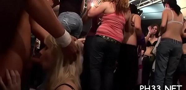  Tons of oral-service stimulation from blondes and massing group sex at night club